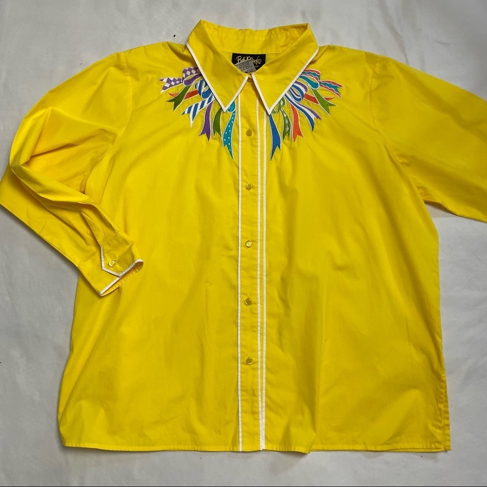 New Vintage Bob Mackie Embroidered Yellow Blouse Size 2X